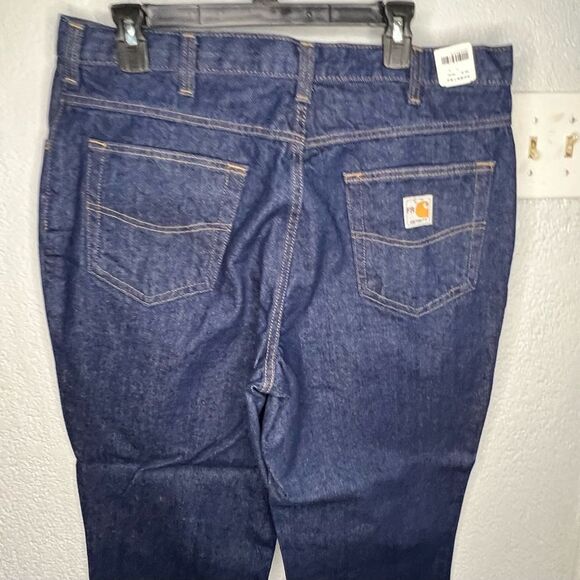 New! Carhartt Flame Resistant Signature Blue Denim Relax Fit Men Jeans Sz 35X32 - Picture 8 of 12